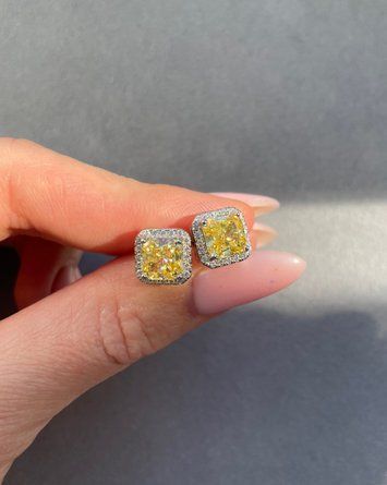 Сережки Пусети Жовті 100гран Квад Фіаніт розс кам 10мм 4,2гр срібло 925 100833 100833 фото