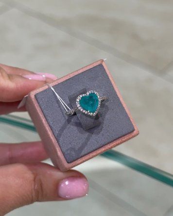 Каблучки Серце Параїба Фіаніт 8мм розс кам 2,5гр срібло 925 100210 100210 фото