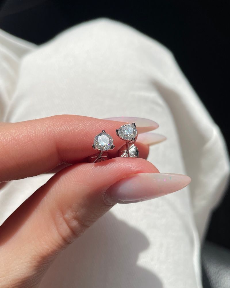 Сережки Муас D 0,5ct*2 GRA срібло без клейма 3 лапки 1 101474 101474 фото