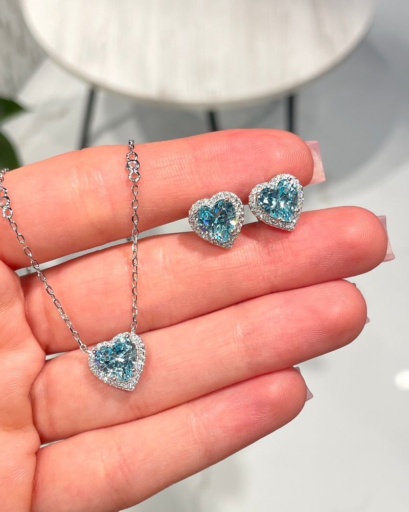 Підвіси Серце Блакитий Фіаніт розс кам 1,1см 3,5гр Срібло 925 100714 100714 фото