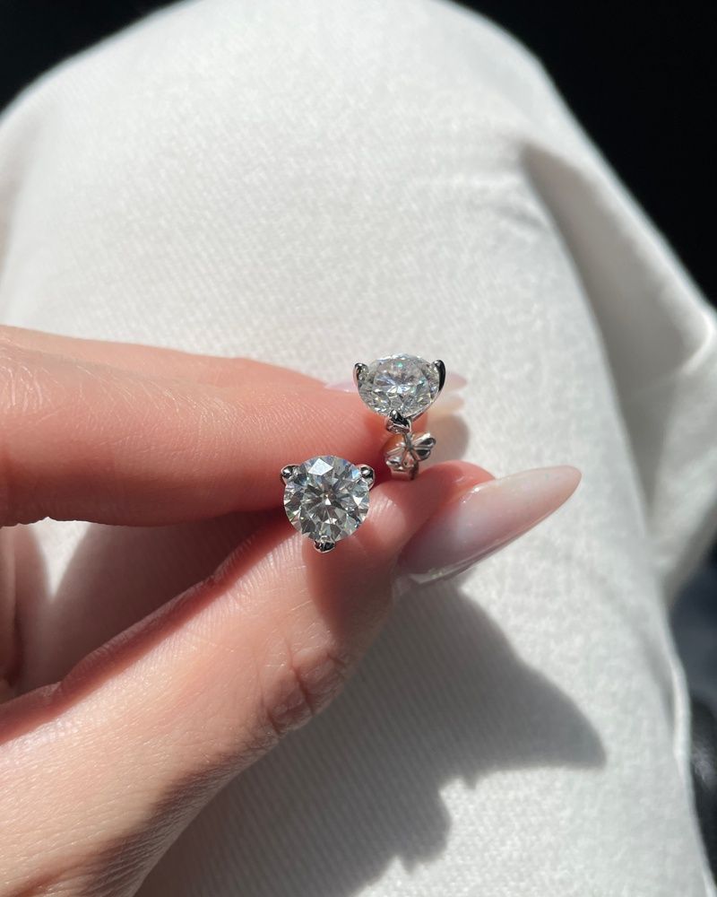 Сережки Муас D 1ct*2 GRA срібло без клейма 3 лапки 1 101475 101475 photo