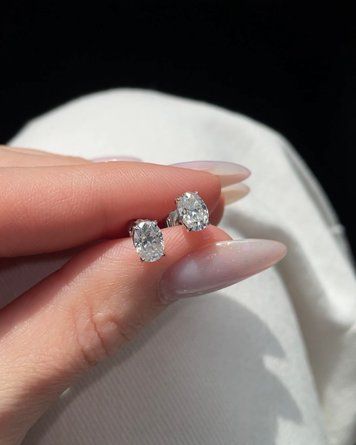 Сережки Муас D 1ct*2 Овал GRA срібло без клейма 1 101477 101477 фото