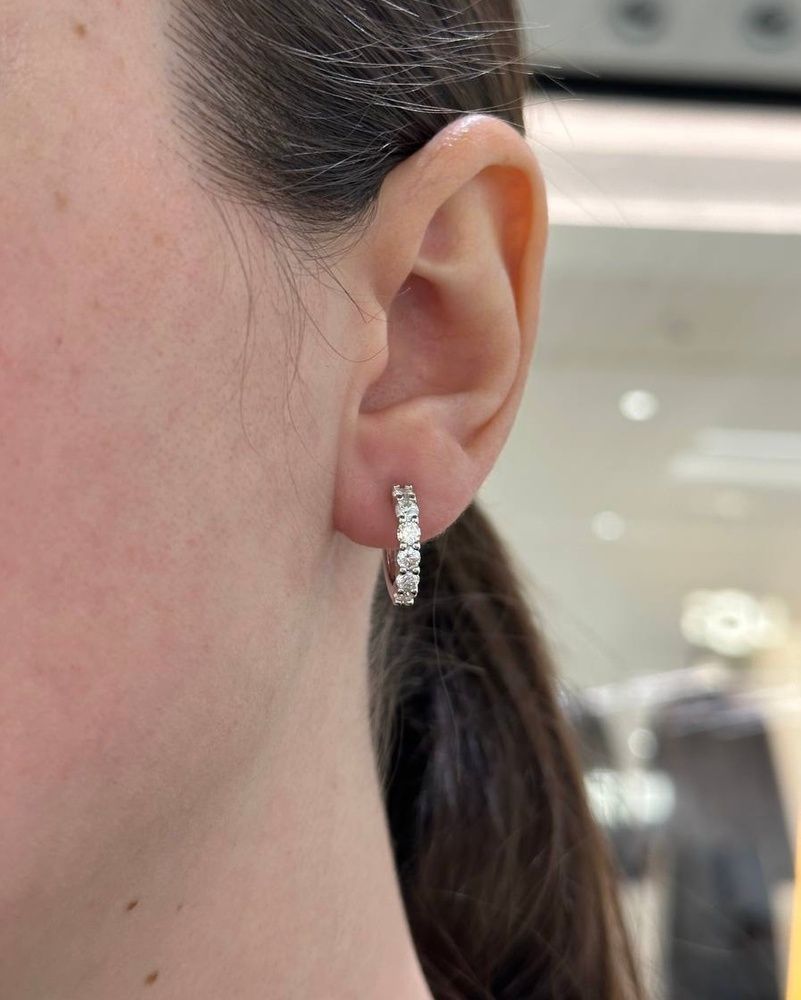 Сережки Муас D 12*0.1ct 3мм 1.2ct GRA срібло без клейма 2,7гр 101361 101361 фото