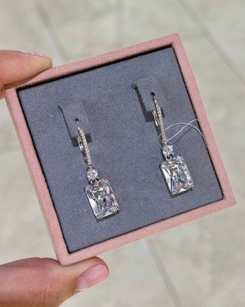 Сережки Англ заст 3,8см розс кам Білий Фіаніт14*10мм 8,5гр Срібло 925 101165 101165 фото