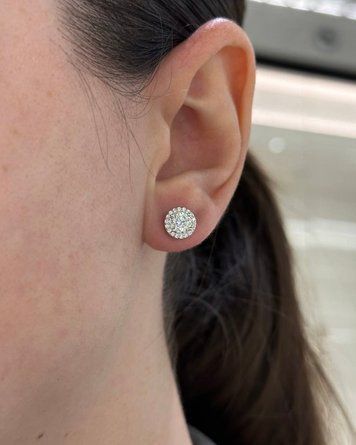 Сережки Муас D 0.5ct*2 Круглі розс кам Фіаніт срібло без клейма 1,7гр 101429 101429 фото