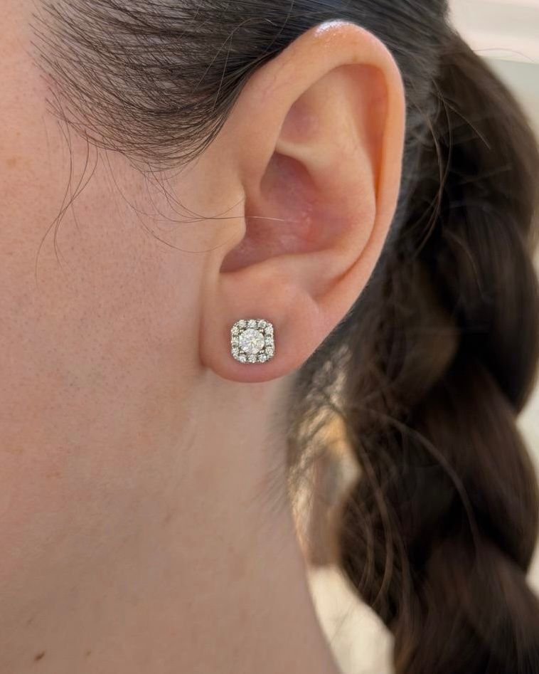 Сережки Муас D 0.5ct*2 5мм GRA - розс срібло без клейма 1,5 101369 101369 фото