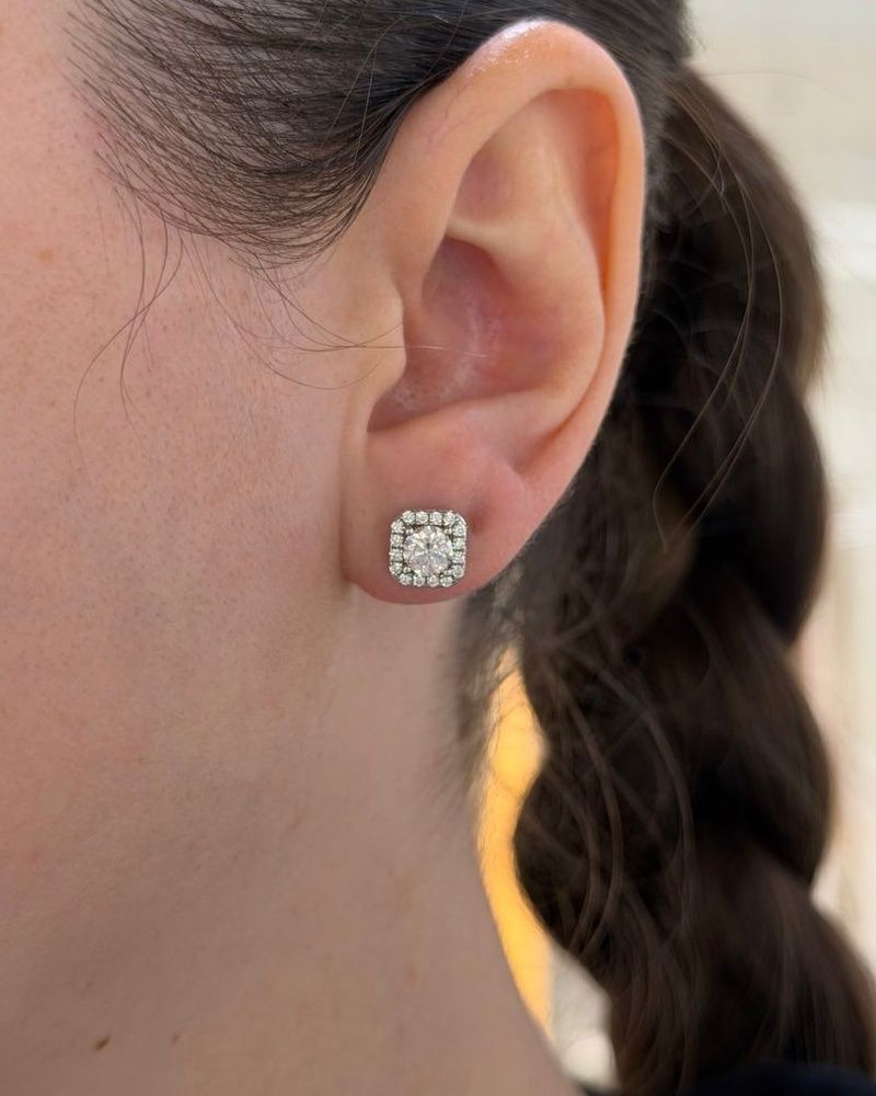 Сережки Муас D 1ct*2 6,5мм GRA срібло без клейма 1.6 101367 101367 photo