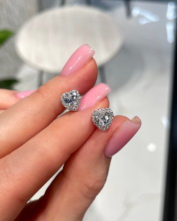 Сережки Пусети Сердечка Фіаніт 1,6гр срібло 925 101025 101025 фото