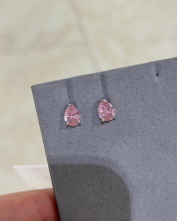 Сережки Пусети Капля Рожевий 6*8мм Фіаніт 1,5гр срібло 925 101248 101248 фото