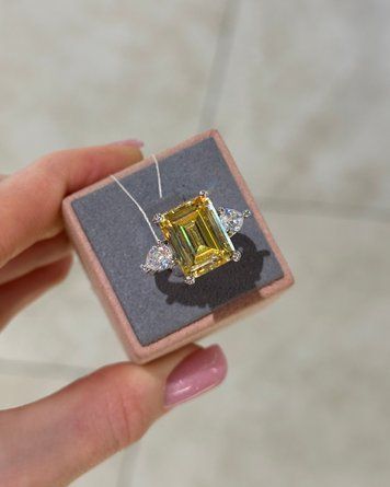 Каблучки Прямокутна Жовта 11/14мм Фіаніт 8гр срібло 925 100407 100407 фото