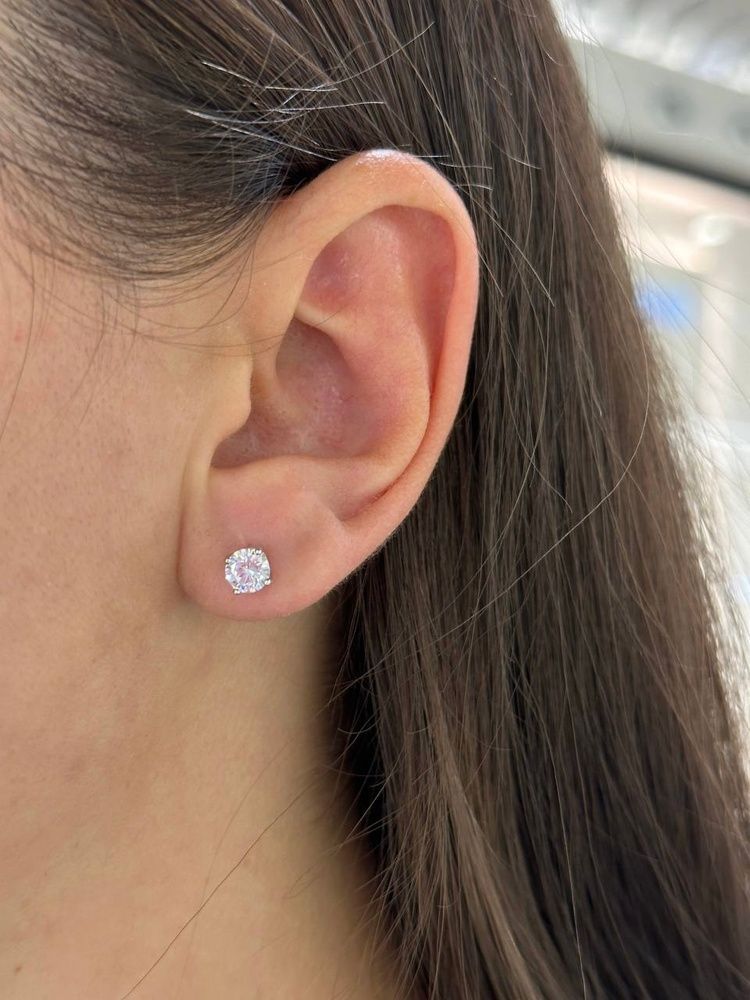 Сережки Пусети Закрутка Фіаніт 5мм 0.5ct*2 1,2гр срібло 925 101177 101177 фото