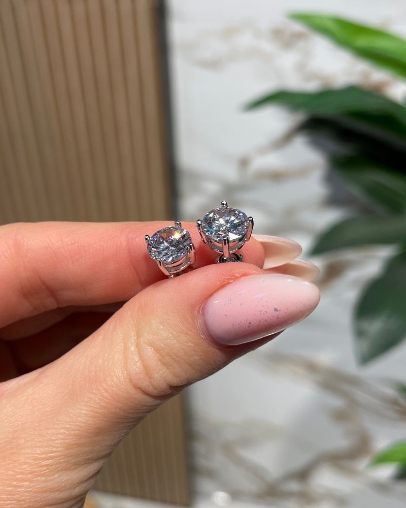 Сережки Пусети Закрутка Фіаніт 8мм 2ct*2 2,7гр срібло 925 101180 101180 photo