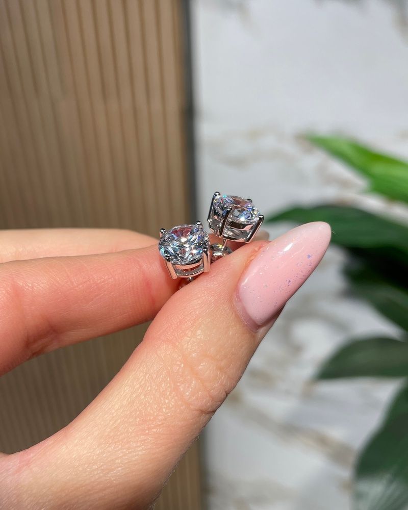 Сережки Пусети Закрутка Фіаніт 9мм 3ct*2 4,0гр срібло 925 101181 101181 фото