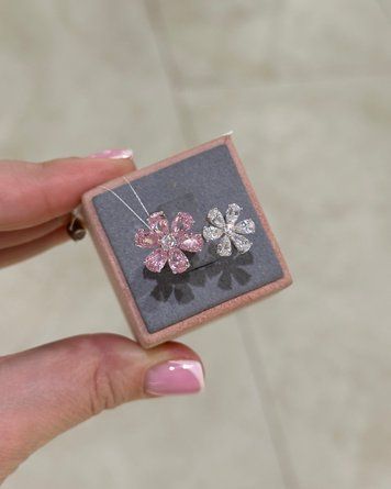 Каблучки Квітка Едда Біла + Рожева Фіаніт 3.8гр срібло 925 101282 101282 фото