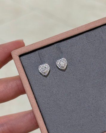 Сережки Пусети Серце Біле - білий Преміум КубЦиркон 1,6гр Срібло 925 100928 100928 фото