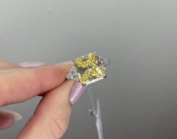 Каблучки Квадрат Жовте Принцеса Фіаніт 12/13мм 7.2гр срібло 925 100194 100194 фото
