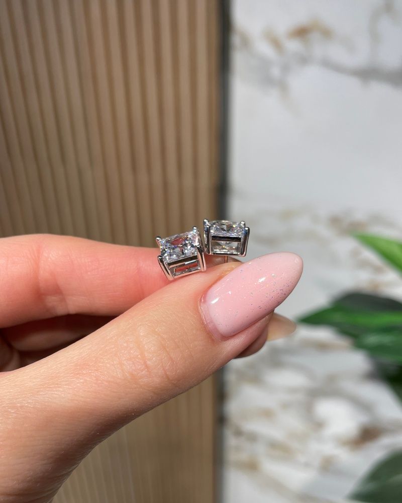Сережки Пусети Закрутка Квадрат Фіаніт 7мм 2ct*2 2,9гр срібло 925 101185 101185 photo