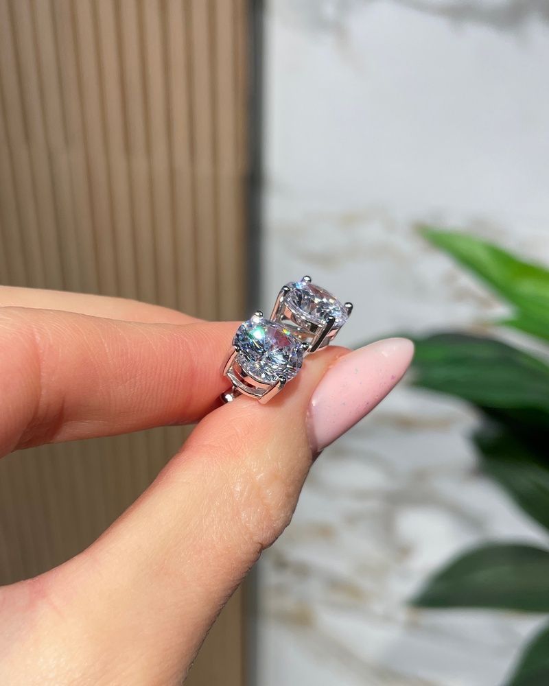 Сережки Пусети Закрутка Фіаніт 10мм 4ct*2 4,8гр срібло 925 101182 101182 photo