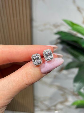 Сережки Прямокут Білий Ашер розс кам 10/8мм 2,8гр Срібло 925 101205 101205 фото