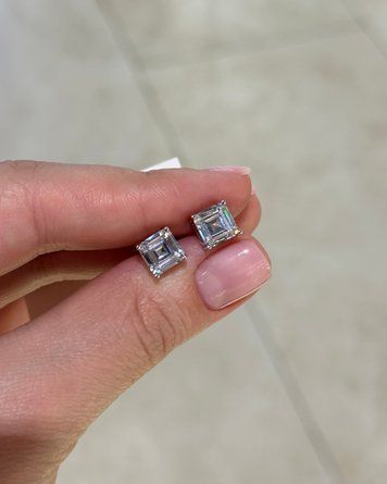 Сережки Пусети білі квадрат 7мм Ашер Фіаніт 3,3гр срібло 925 100105 100105 фото