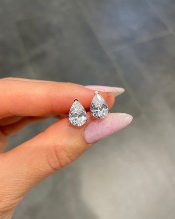 Сережки пусети 100 граней капля Білий Фіаніт 11*7мм 2,9гр срібло 925 101207 101207 фото