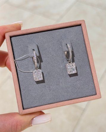 Сережки Англ заст Прямокут 8/10мм - розс кам Куб Циркон 8А 6,1гр Срібло 925 100910 100910 фото