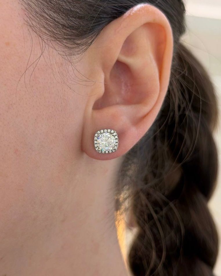Сережки Муас D 1кт*2 6,5мм GRA розс кам срібло без клейма 2.7 101444 101444 фото